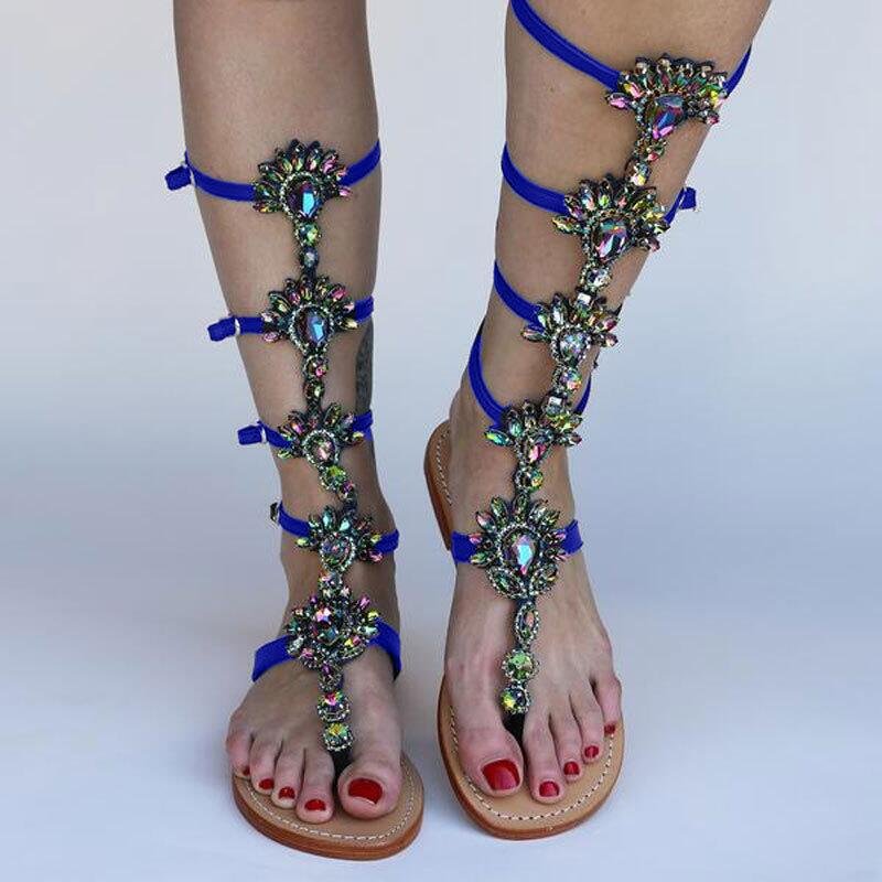 New Gladiator Women Flat Sandals Ladies Clip Toe Cross Strap Thong Sandals Shoes Woman Beach Free-binding Sandalen Dames