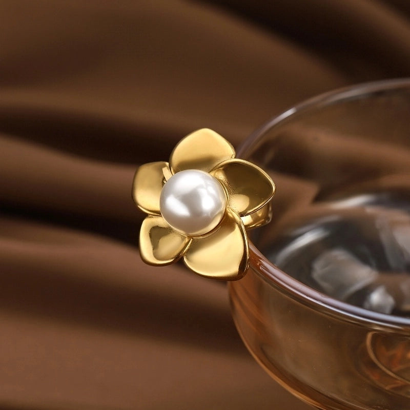 Classic Style Flower 316L Stainless Steel  Open Rings