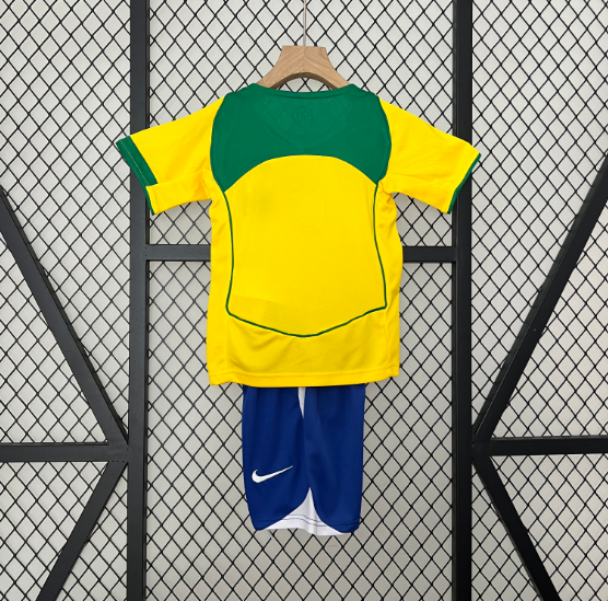 2004 Retro Brazil Home Kids Kit Football jersey Thai Quality
