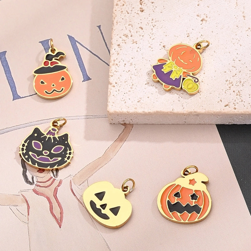 1 Pc/Package 12x14mm 15x10mm 15x14mm Hole 2~2.9mm 304 Stainless Steel 18K Gold Plated Pumpkin Magic Hat Polished Pendant Jewelry Accessories