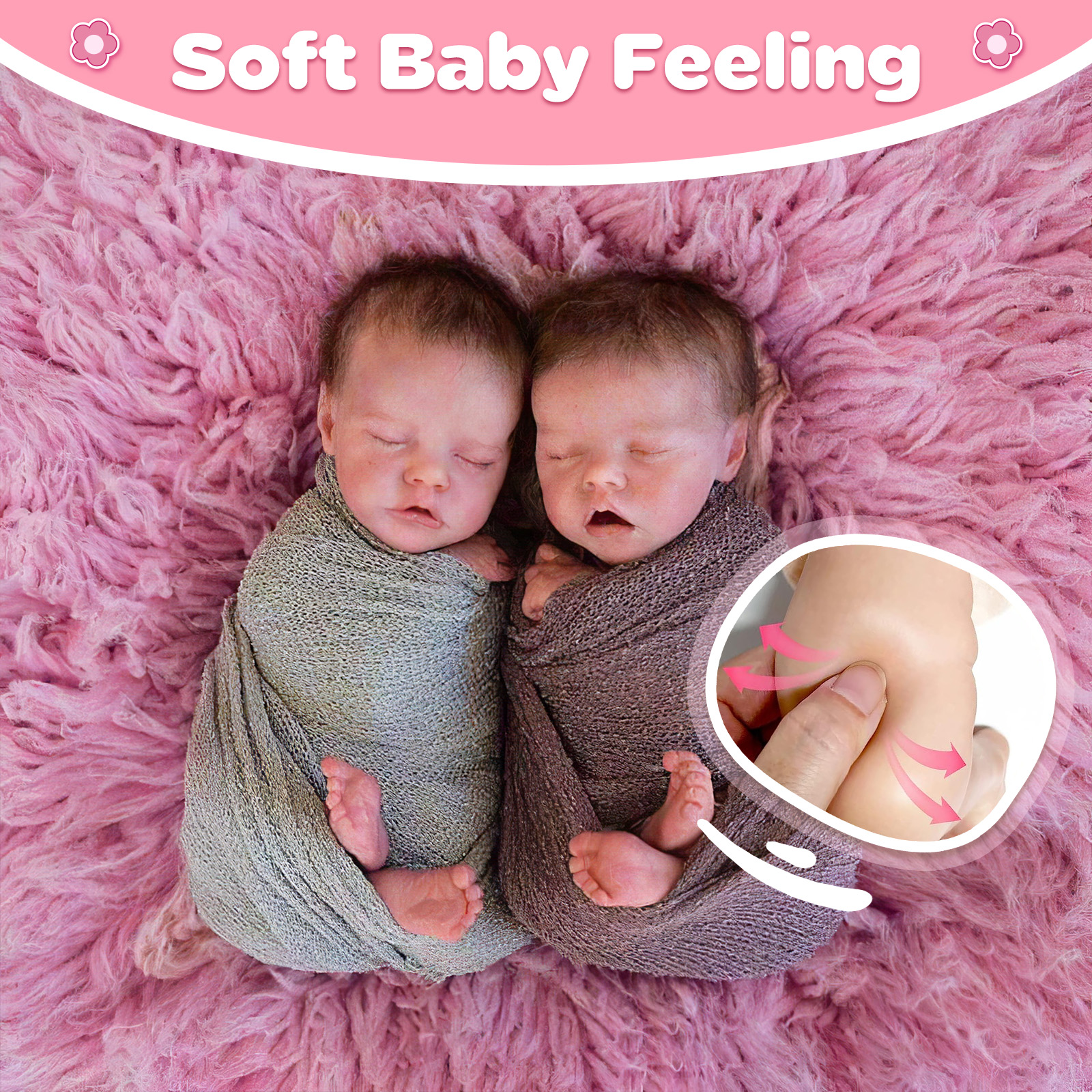 Twins Boy and Girl 12'' Real Lifelike Silicone Newborn Baby Twins Debbie  and Deborah Reborn Baby Doll By Rsgdolls®