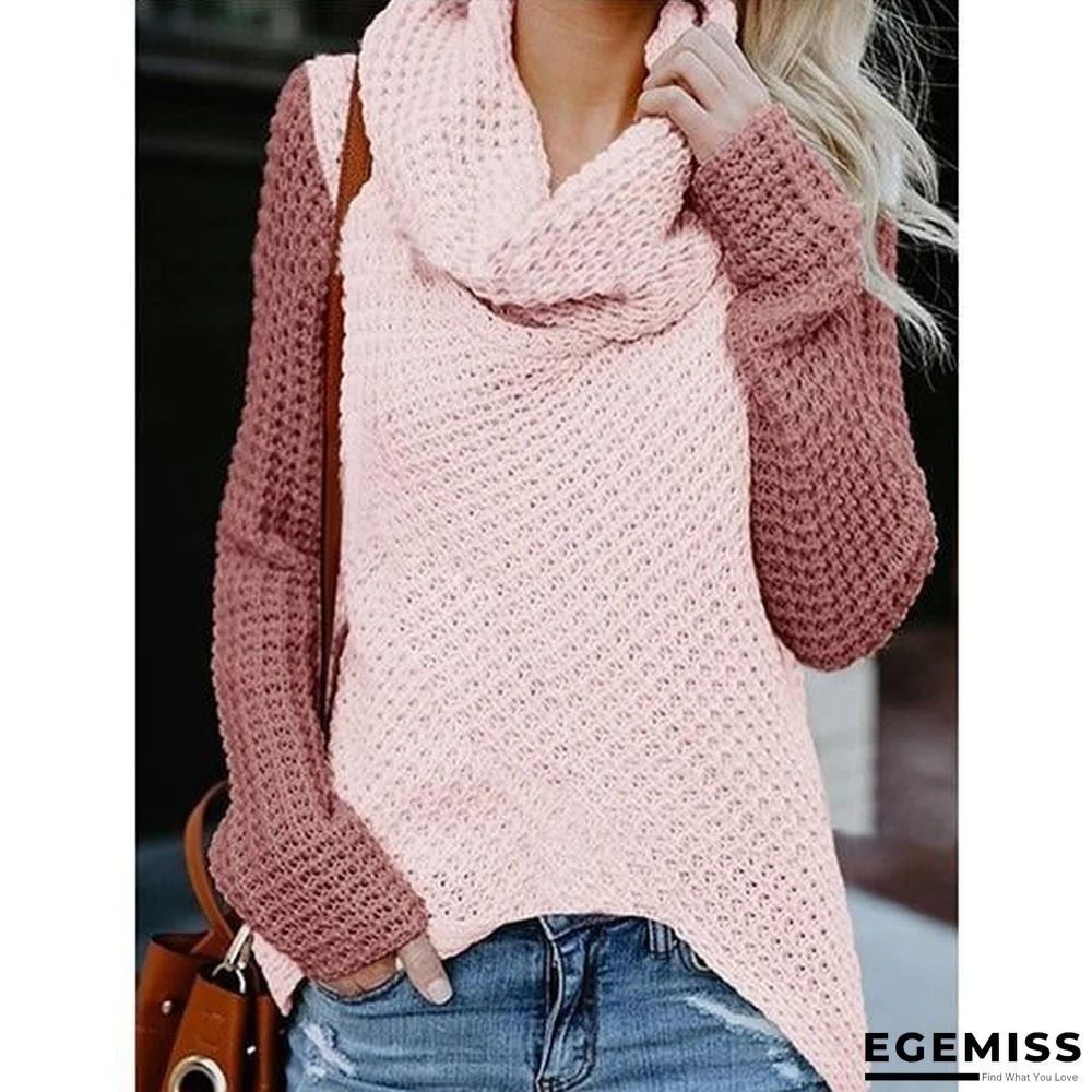 Patchwork High Neck Irregular Sweaters | EGEMISS