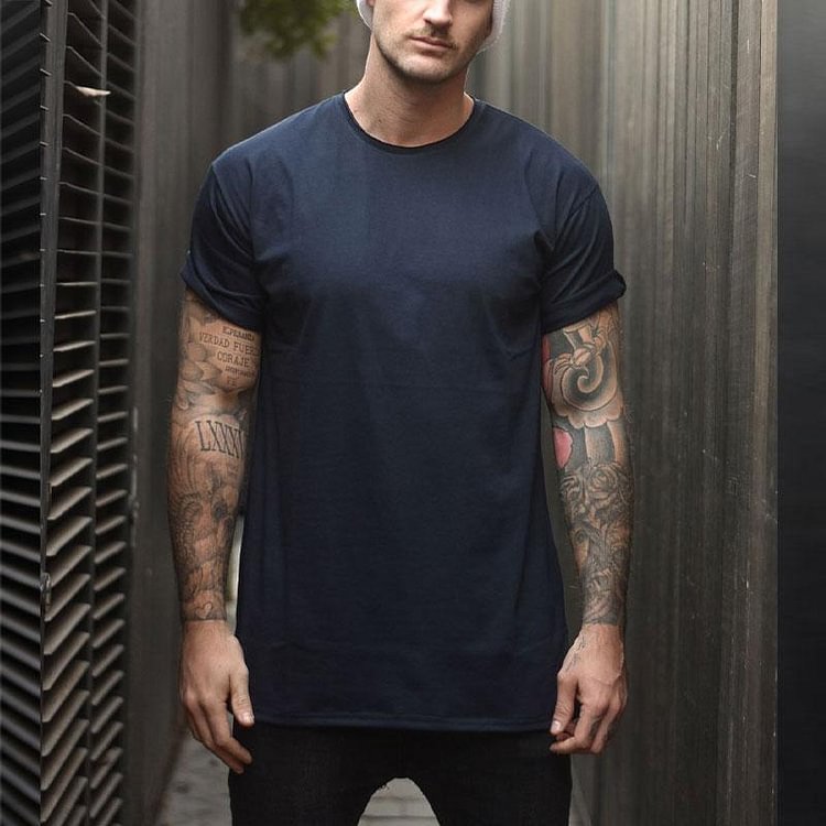 Solid color round neck short sleeve T-shirt