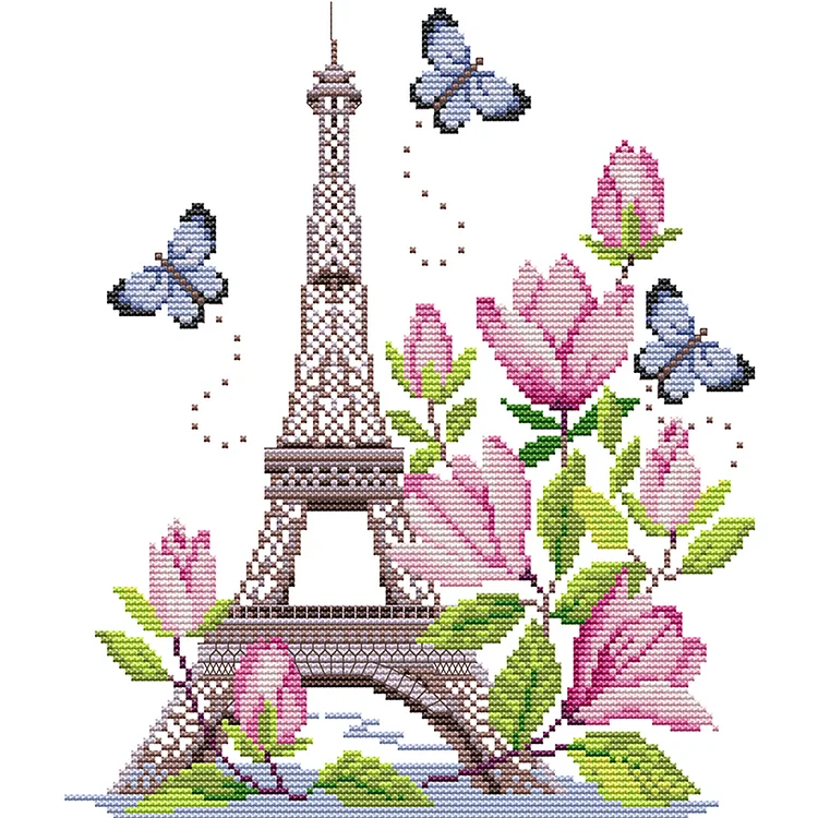 Joy Sunday Eiffel Tower In Spring 14CT Stamped Cross Stitch 28*31CM