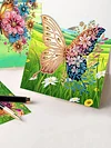 (US Local)6PCS DIY Butterfly Designs Diamond Art Greeting Cards Diamond Art Handmade Cards