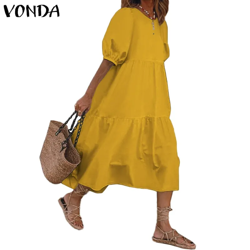 Women's Summer Sundress Elegant Dress Beach Vintage Swing Party Long Dress 2022 VONDA Bohemian Vestidos  Casual Robe