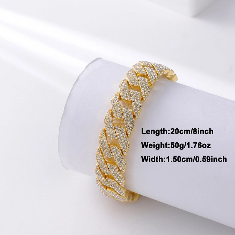 Xiyin Hip Hop Cuban Link Chain Diamond Bracelet Anklet Necklace Men And Women Hiphop Straight