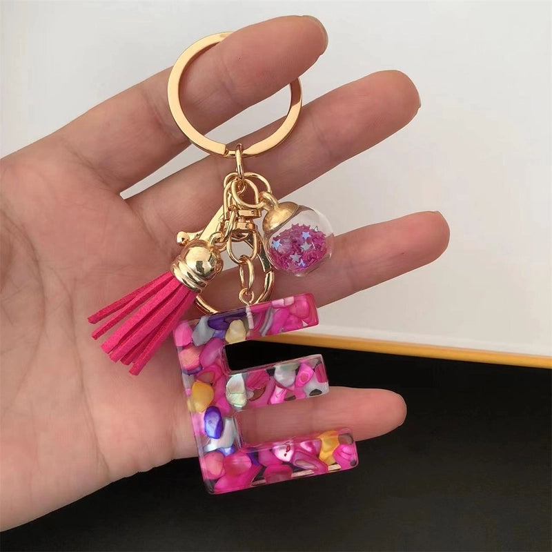 Minimalist Commute Letter Resin Unisex Bag Pendant Keychain