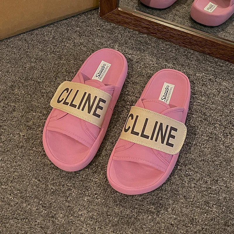 Yyvonne Casual Word Lazy Slippers Women 2025 New Fashion Thick-Soled Magic Stick Sandals Wearing High-End Feel