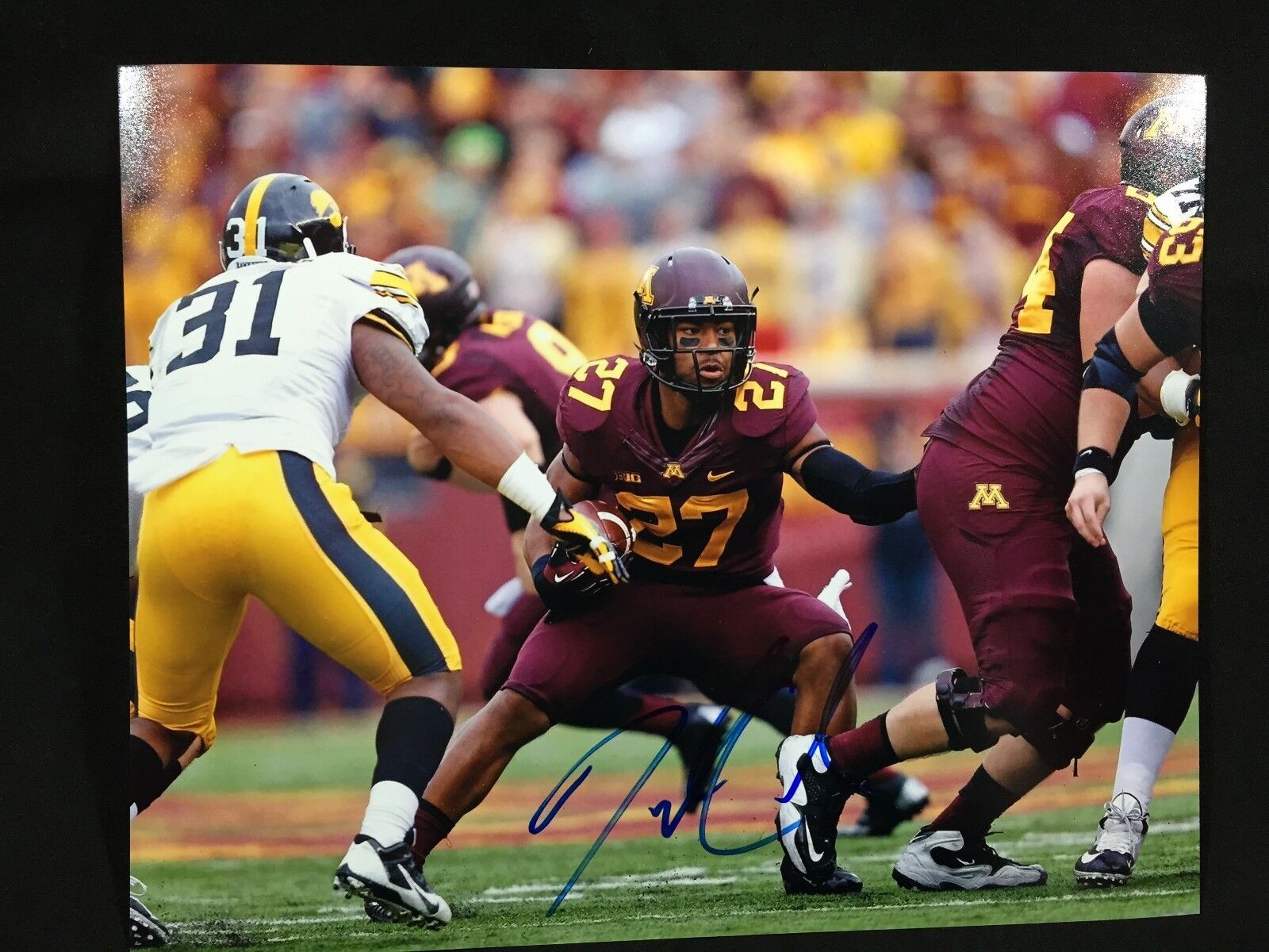 MINNESOTA GOLDEN GOPHERS DAVID COBB SIGNED AUTOGRAPHED FOOTBALL 8X10 Photo Poster painting COA!