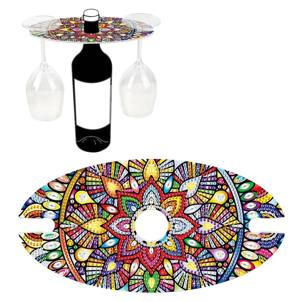 DIY Mandala Art Special Shape Acrylic Diamond Art Wine Bottle Holder for Bar