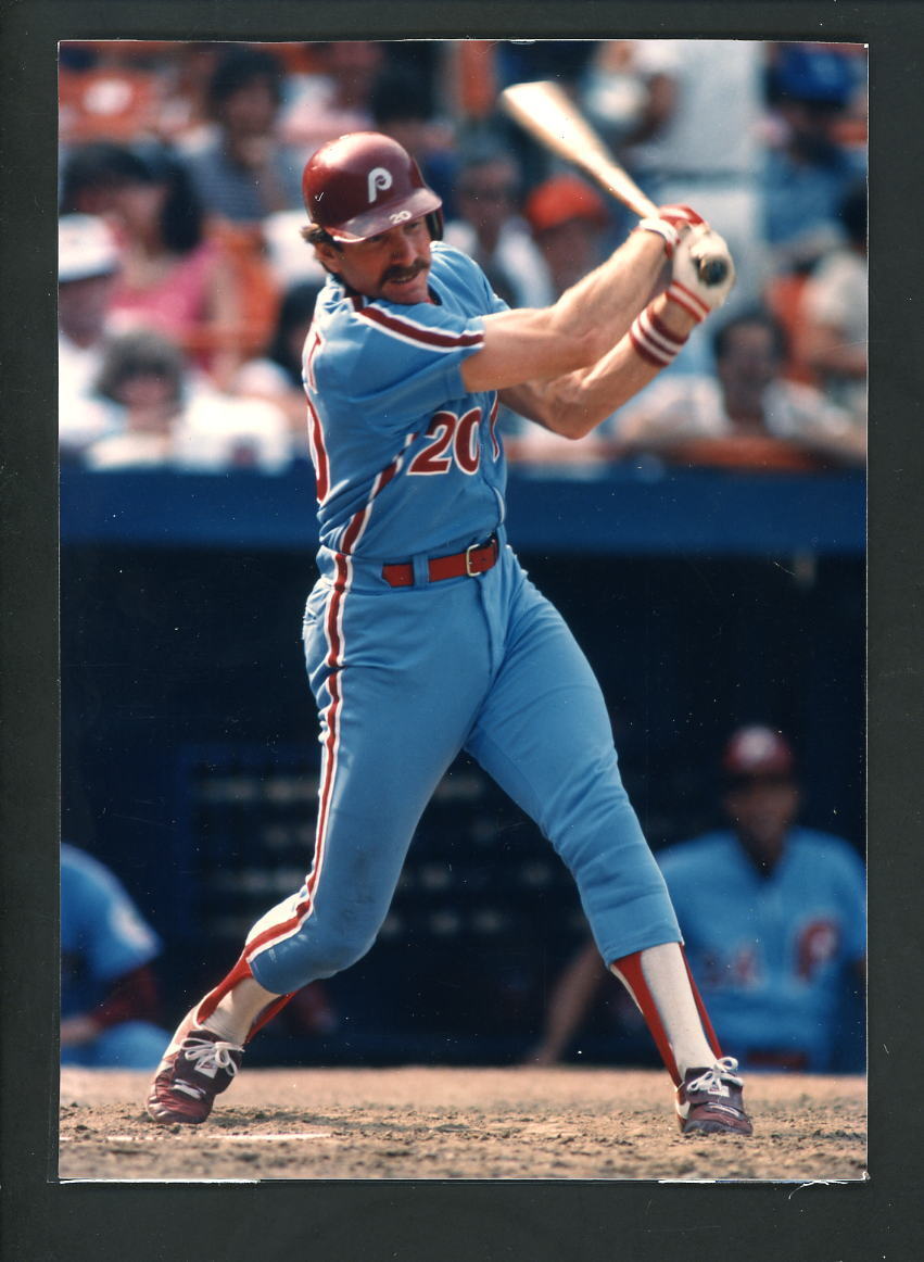 Mike Schmidt Press Original COLOR Photo Poster painting 5 x 7 Philadelphia Phillies batting