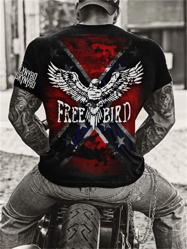Men's Freebird Graffiti Rebel Flag T Shirt