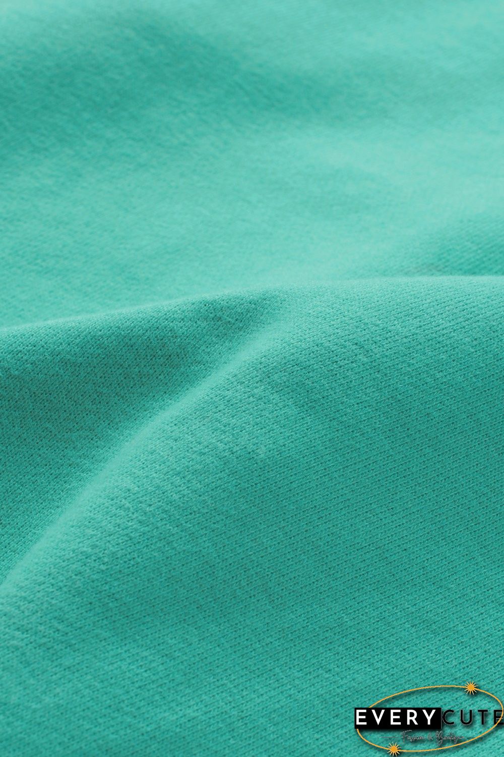 Turquoise Batwing Sleeve Pocketed Henley Hoodie