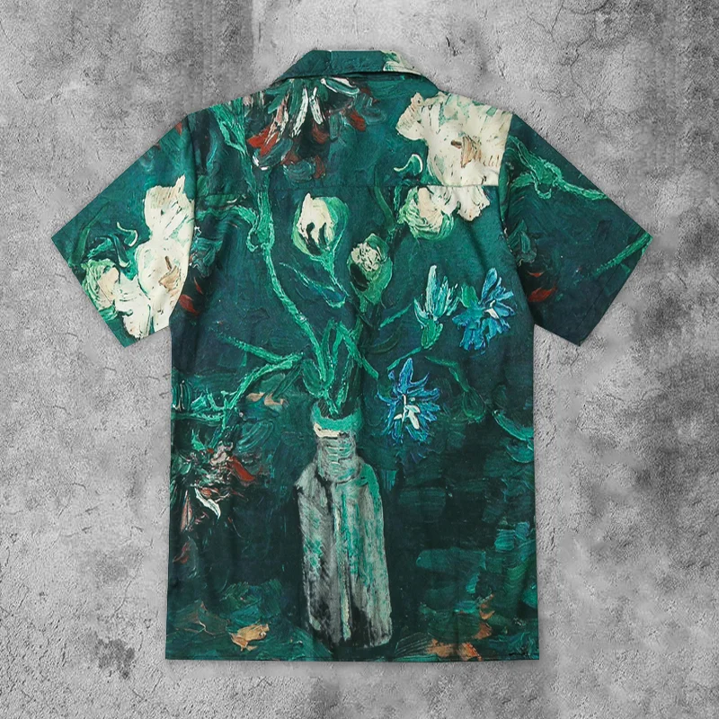 Vintage Art Print Casual Street Short Sleeve Shirt