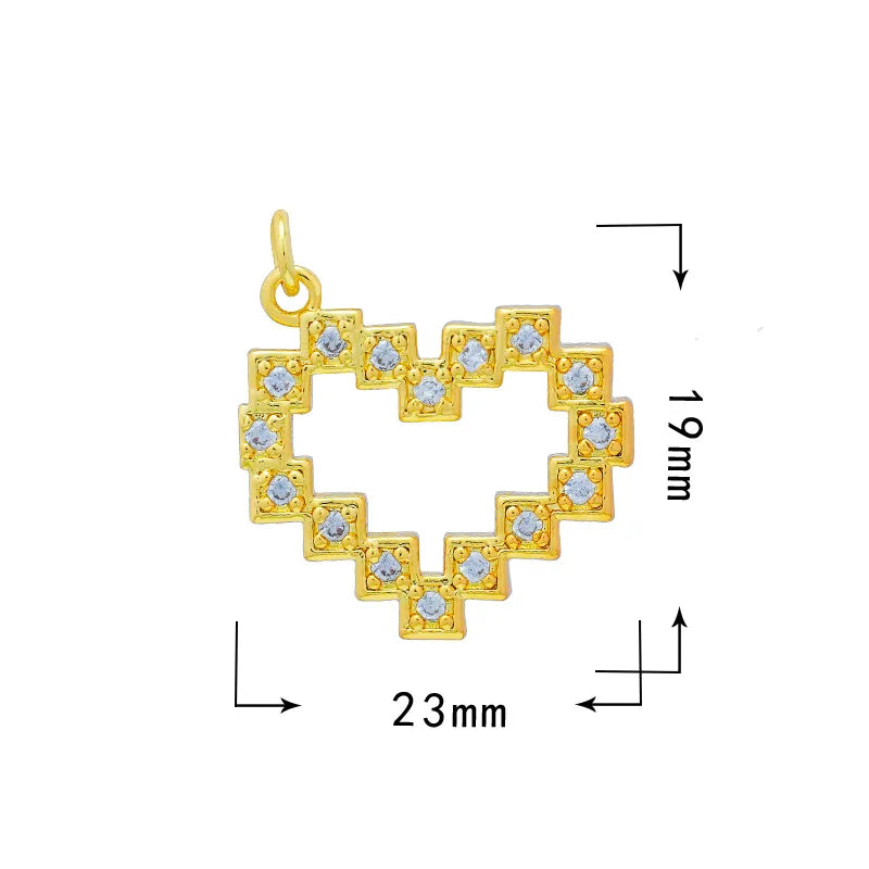 1 Piece 18*20.5mm 19*33mm Copper Zircon Star Moon Heart Shape Pendant