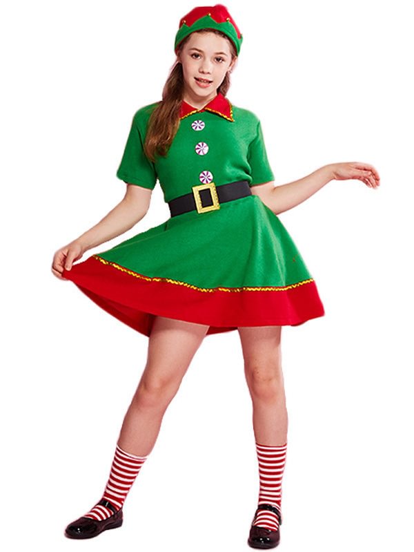 Girls Christmas Elf Costume-elleschic