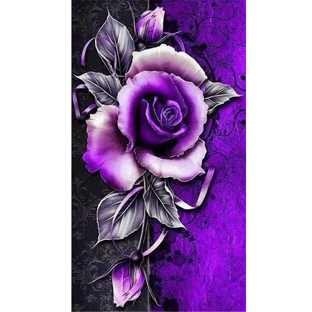 Purple Flowers Round Full Drill Diamond Painting 45X85CM(Canvas) gbfke