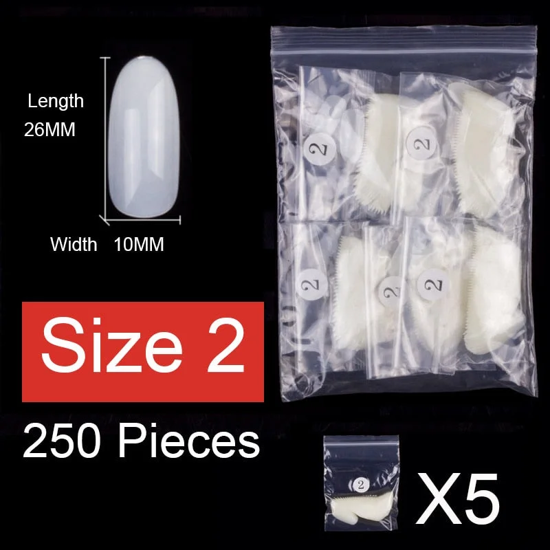 250 Pieces Same Size Oval Shape False Nail Tips For Drawing Nail Art Tips Design Prastic Acrylic Full Nails Size 0 1 2 3 4 5 6-Nail Inspo