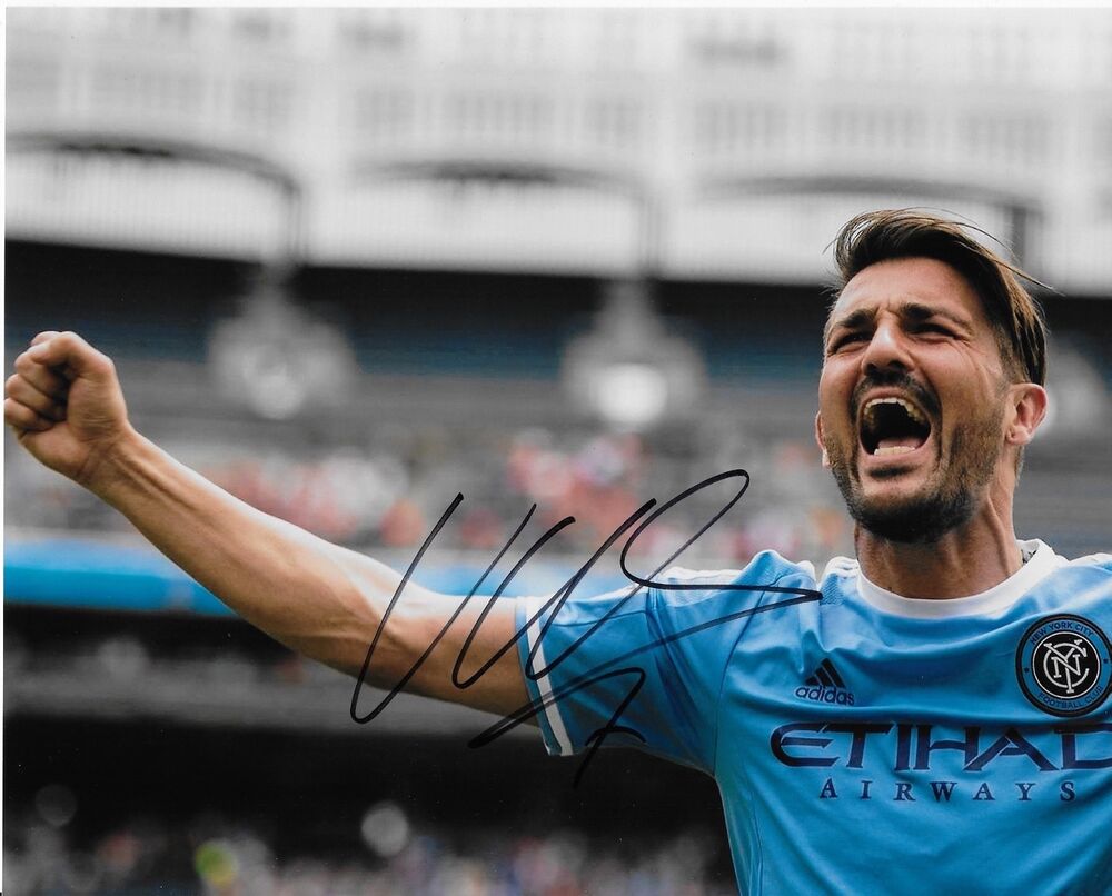 DAVID VILLA 'NEW YORK CITY FC' SPAIN NATIONAL SIGNED 8X10 PICTURE *COA *PROOF 3