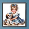 Vie d&rsquo;animaux de compagnie fille-plein diamant rond peinture-30 * 30cm