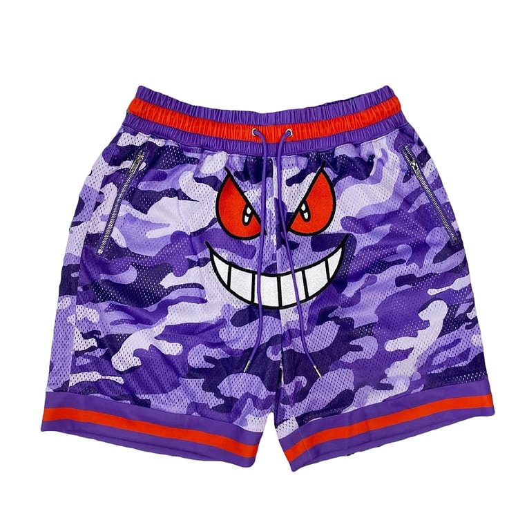 Sports Color Contrast Funny Smile Print Shorts