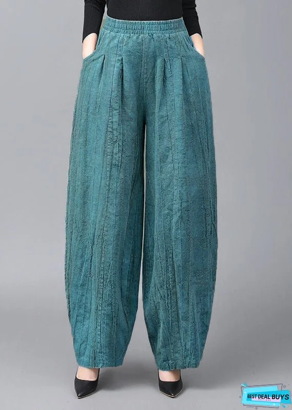 Vintage Light Coffee Pockets Patchwork Linen Lantern Pants Fall