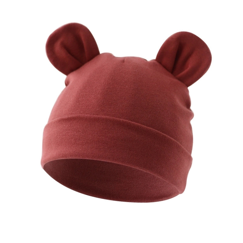 New Infant Fetal Cap Newborn Head Cap Solid Color Ear Hat Boys And Girls Baby Hat A54