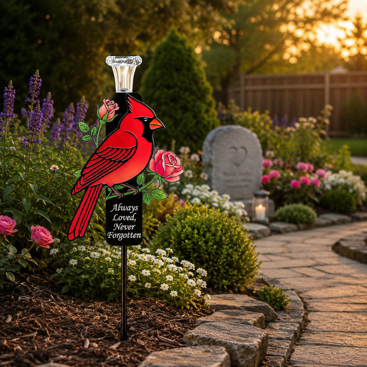 Cardinal Memorial Solar Garden Stake Light
