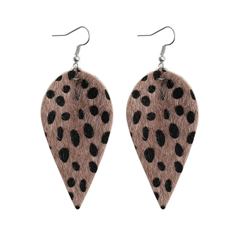 Leaf Pattern Leopard Earrings