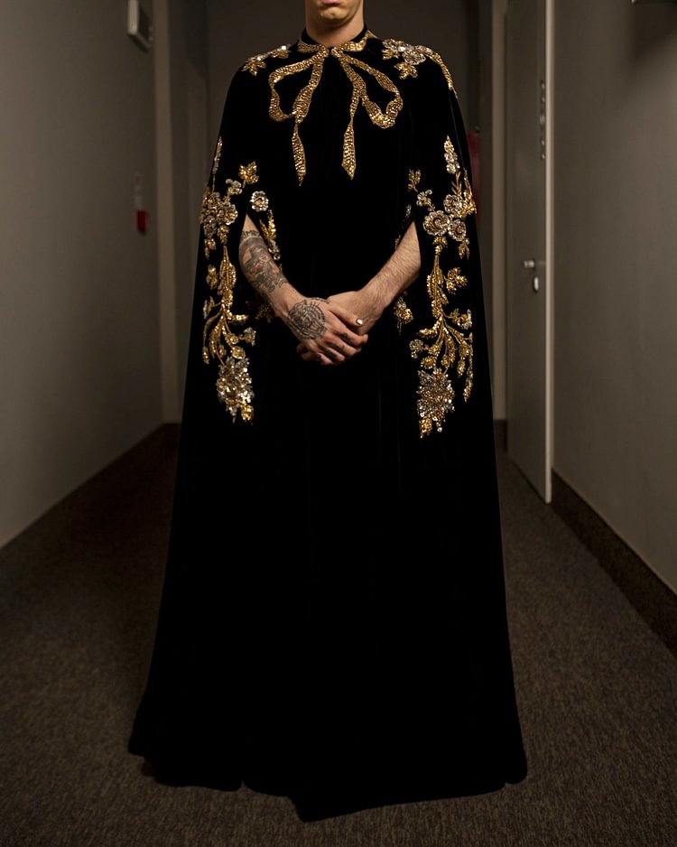 Men's Sequin Rhinestone Embroidered Cape