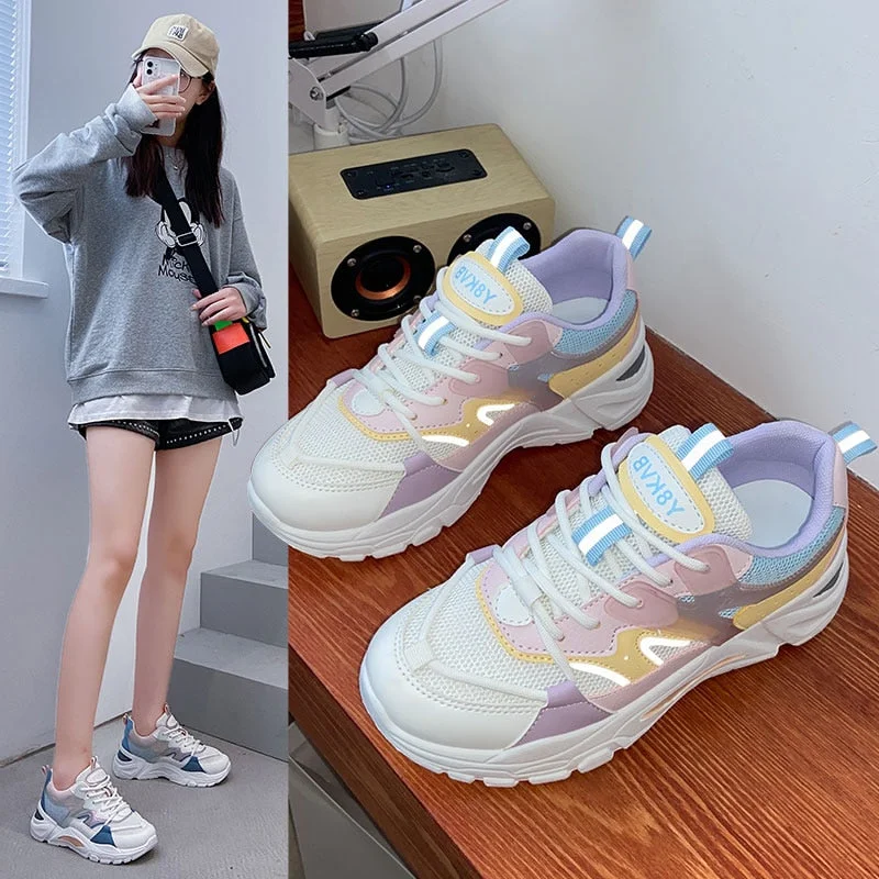 Woman Shoes Women Chunky Sneakers Platform Casual Sport Shoes Vulcanized Tennis Female Basket Femme Thick Bottom Daddy Shoe