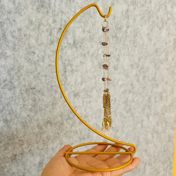Hanging Crystal Stand with Stainless Steel Mesh Holder (Sphere Not Included)