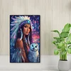 Beauté Indienne Et Hibou Blanc-Percer Rond Peinture Diamant-40 * 60CM (Grande Taille)