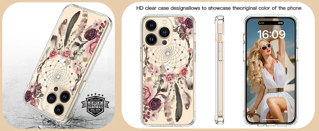 ProCaseMall iPhone 15 Pro Case Elegant Pink Blossoms