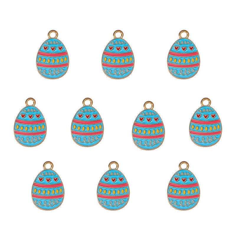 10 PCS/Package 14.2*21.7mm 19.3*17.3mm 21*25.5mm Alloy Easter Egg Hamburger Fried Egg Jewelry Accessories Pendant