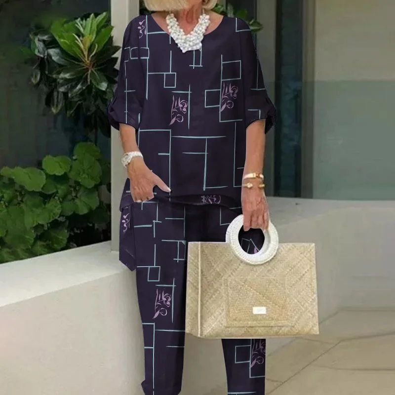 2PCS Summer Suits Women Vintage Printed Urban Tracksuit ZANZEA Two Piece Sets Casual Half Sleeve Blouse Pants Sets Matching Sets