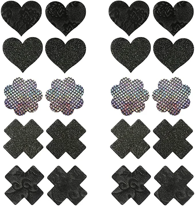 Disposable,Waterproof Glitter Black,Nipple Patch