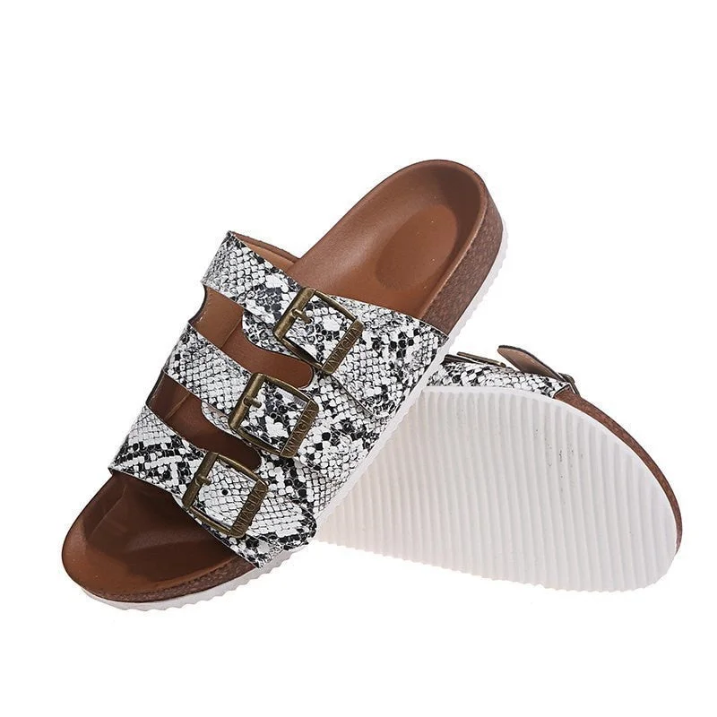 Outdoor Sandals Women's Comfortable Casual New Metal Buckle Rivet Black Orange Pink Open Toe Slippers Large 43