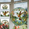 (US Only)PVC Glass Special Shaped Hummingbird Diamond Painting Hanging Sign Windows Decor