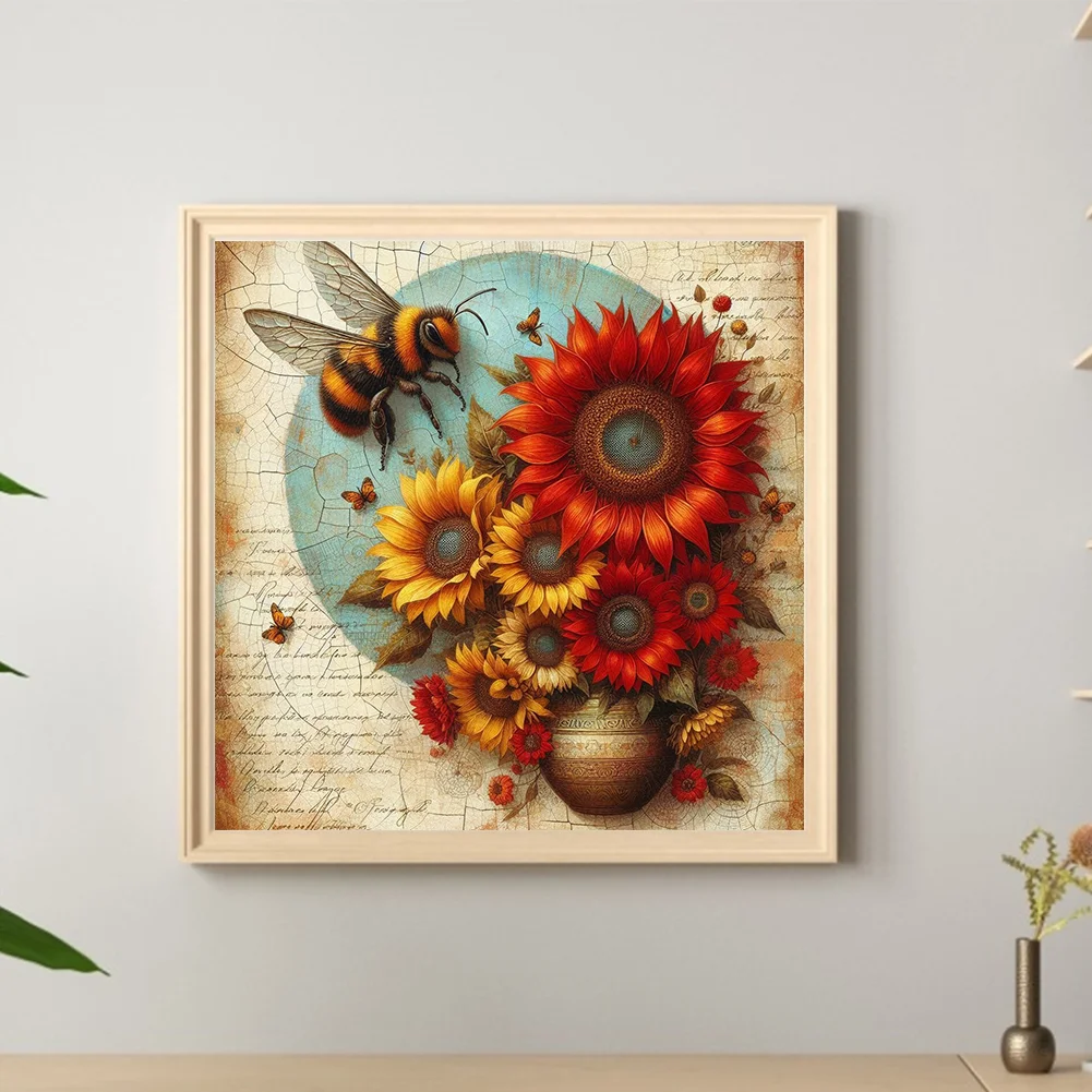 Diamond Painting - Full Round Drill - Flower Bee(Canvas|30*30cm)