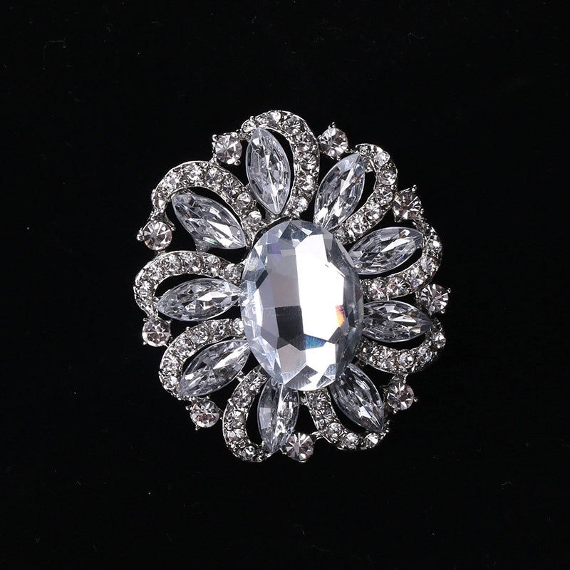 Pin Flower Alloy Inlay Glass Women’s Brooches