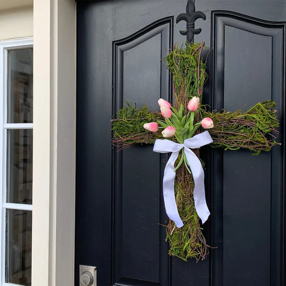 Tulip garland cross decoration door hanging