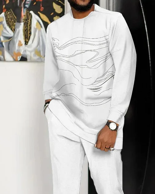 Men's Art Print Long Sleeve Athletic Walking Suit -318