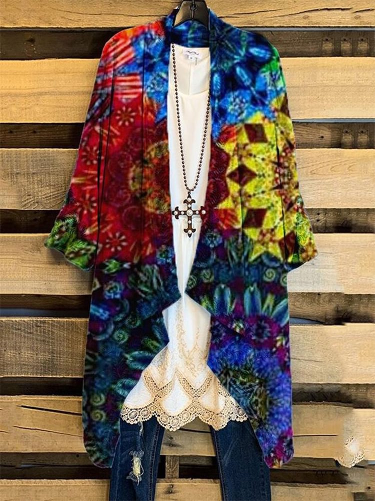 Oversized Casual Printed Kimono P177846020