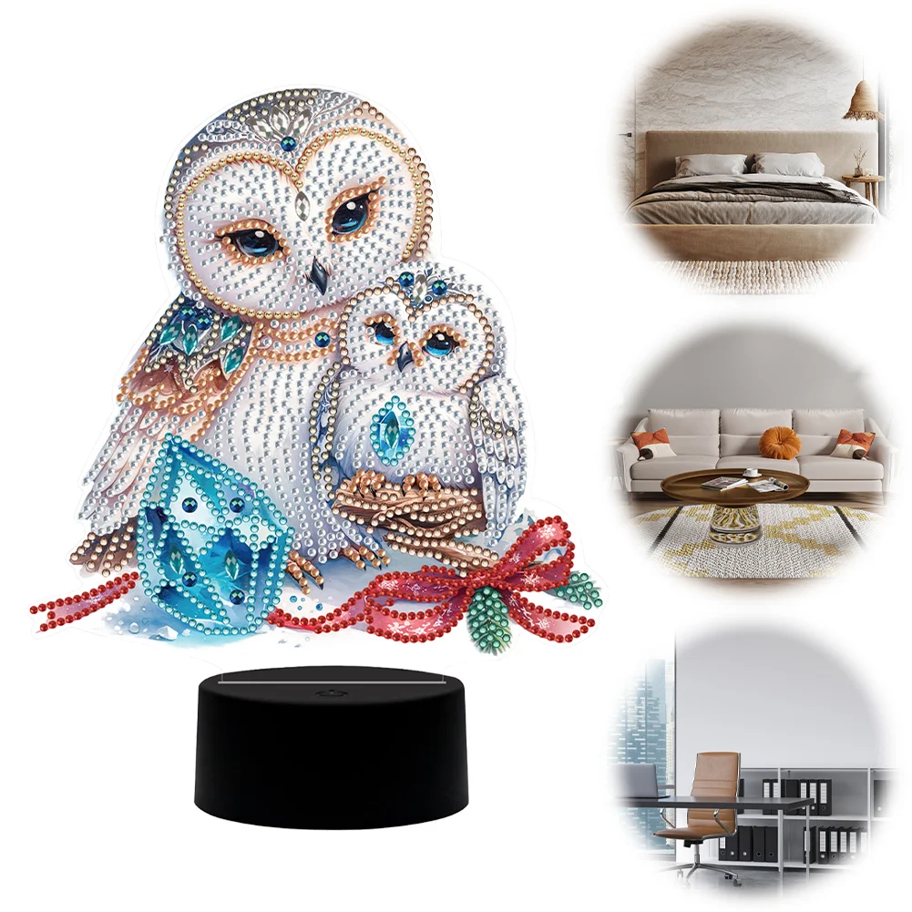 DIY Owl Butterfly Diamonds Painting Table Lamp 5D Diamond Painting Night Light
