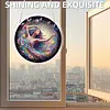 (18.5cm)DIY Acrylic Jigsaw Puzzle Window Hanging with Hanging Chain DIY Stained Glass Decoration Round Window Puzzle Decor for DIY Craft Project (Beauty)