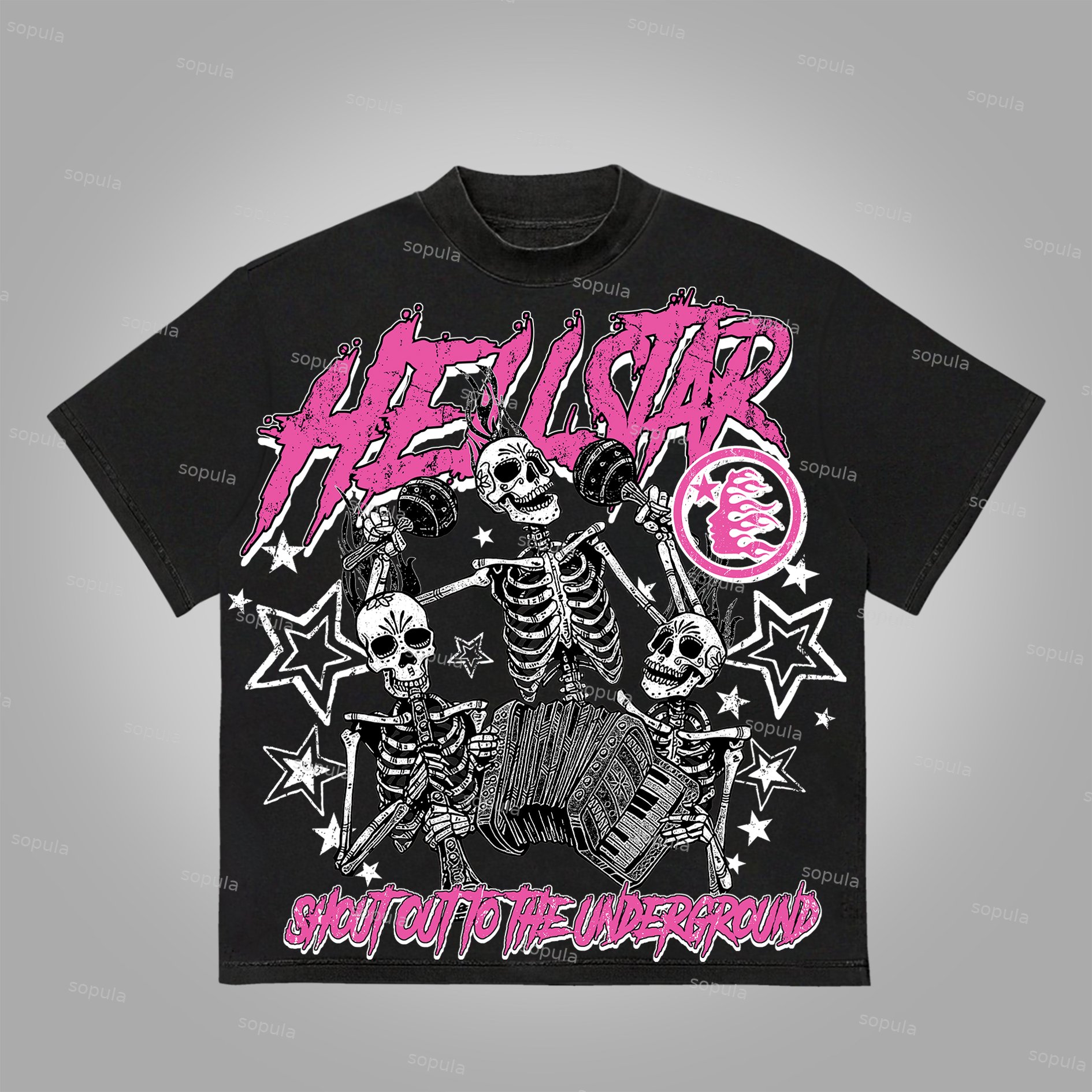 Sopula Flaming Skull Graphic Print Cotton T-Shirt