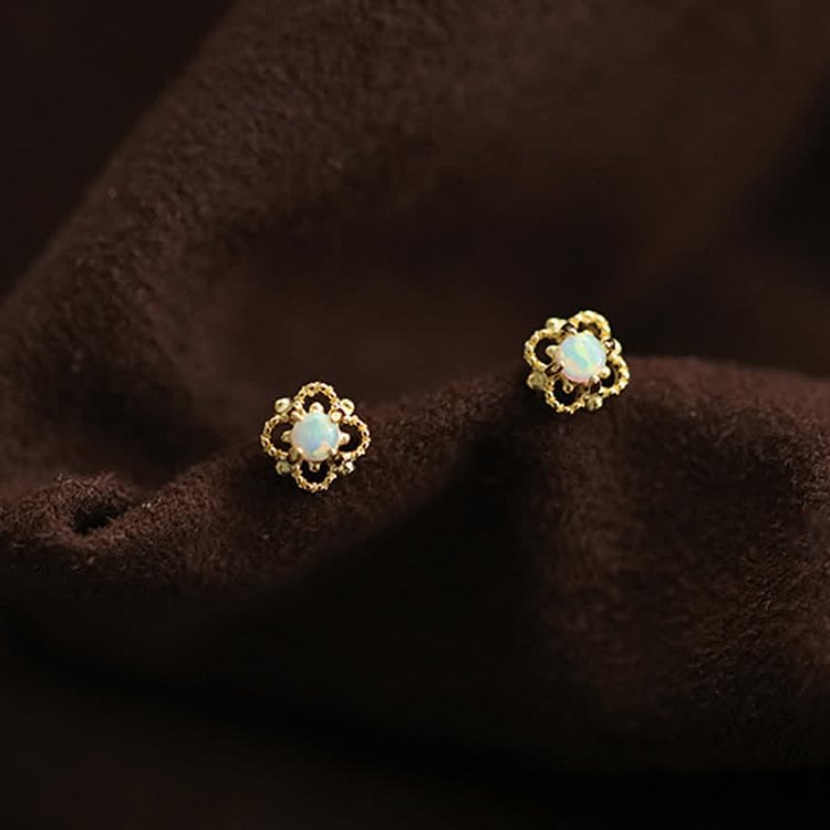 Olivenorma Delicate Vintage Opal Rhombic Earrings