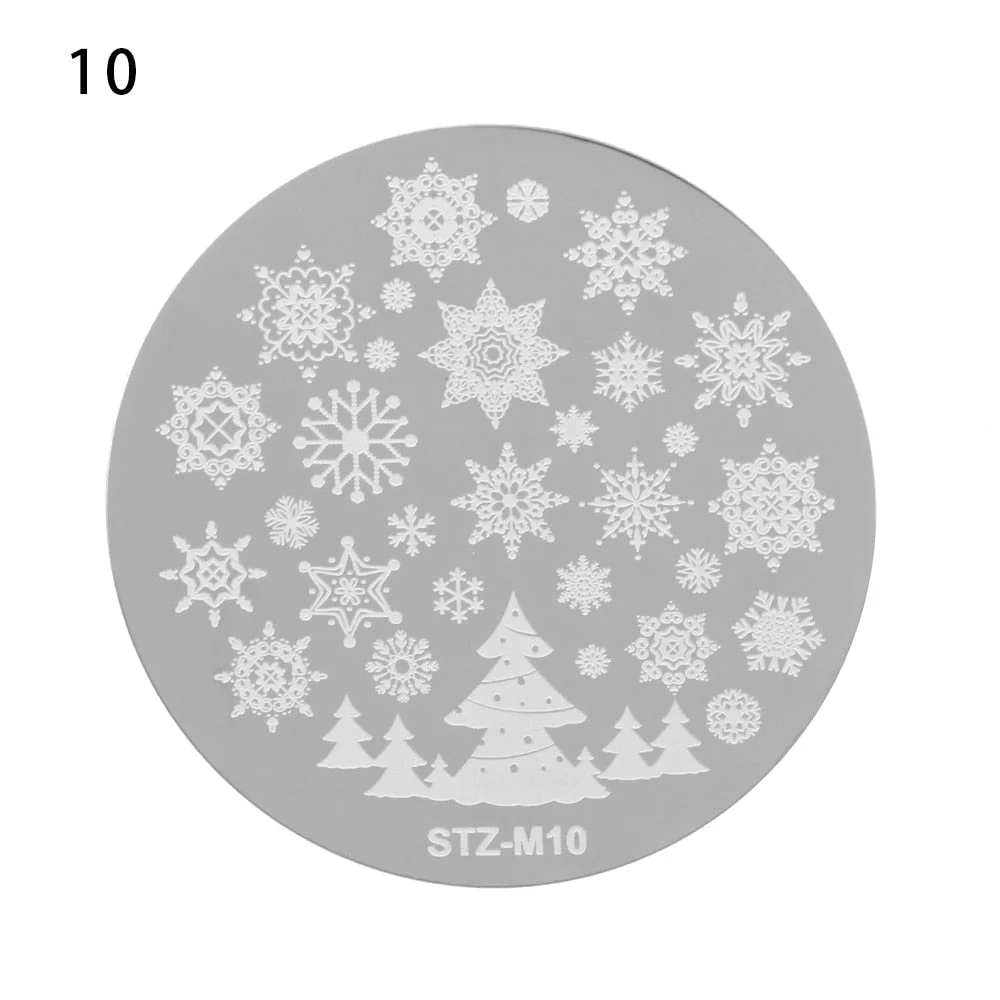 Nail Stamping Plates Snowflake Santa Design Templates Christmas Nails Polish Print Stencils Molds Manicure Nail Stamp Tools-Nail Inspo